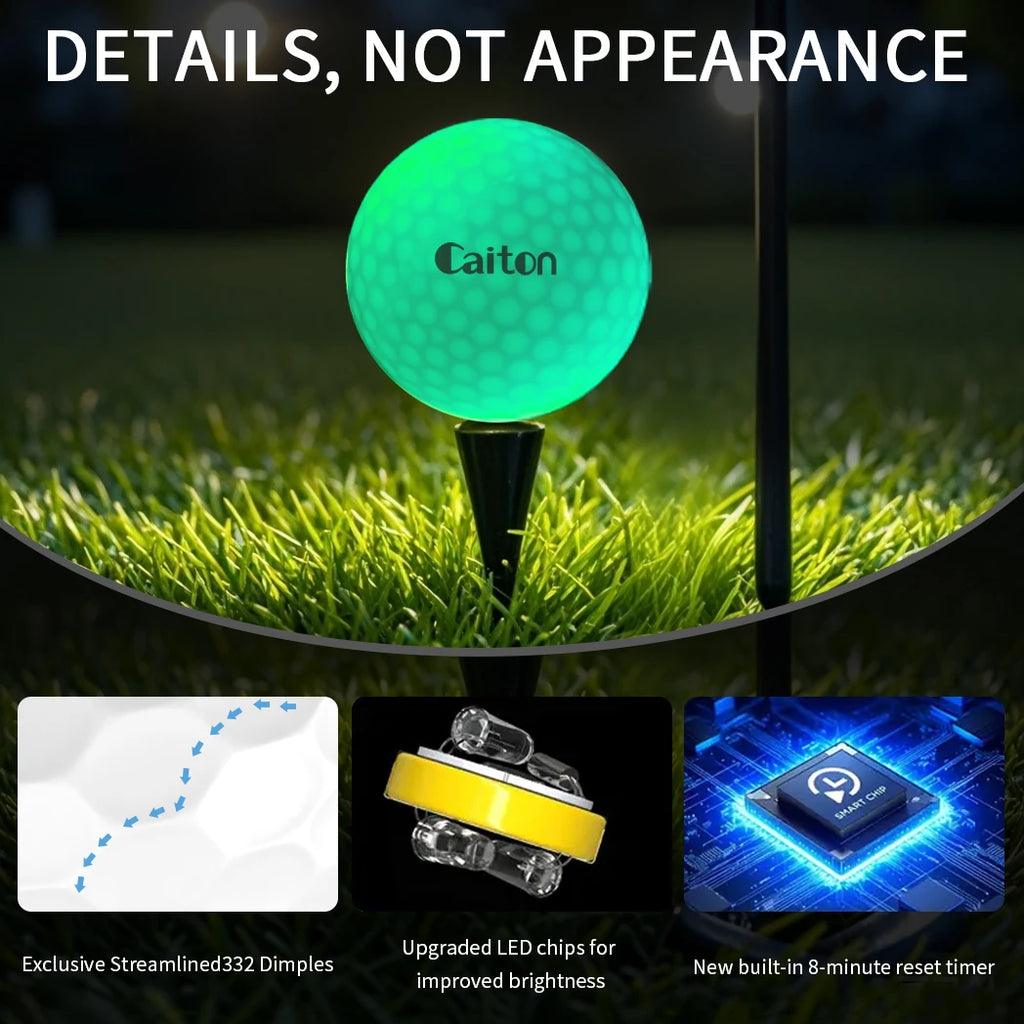 Night Glow Golf Balls – Set of 6 High-Visibility, Impact-Activated Balls for Nighttime Play, Perfect Gift for Golf Lovers