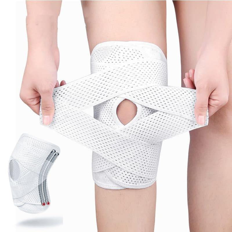 Ultimate Meniscus Knee Support Brace with Side Stabilizers for Meniscal Tear ACL MCL Arthritis Breathable Adjustable Black Bilateral Cross Bandage 4 Thickened Springs Triple Protection Knee Pad