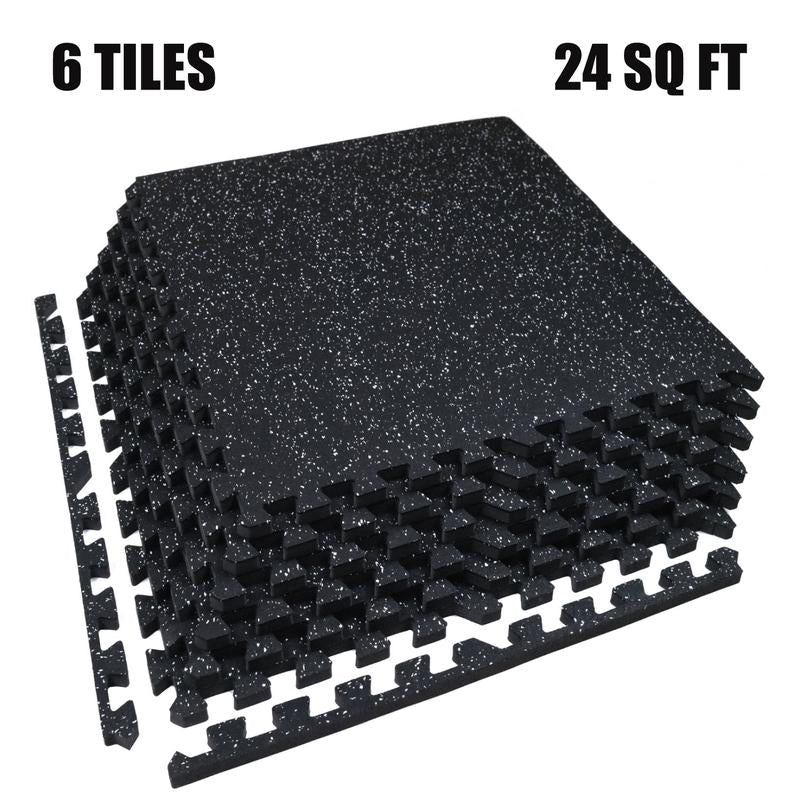 AIRHOP 0.79-Inch Thick 48 Sq Ft Interlocking Exercise Mats, 12 High-Density EVA Foam Tiles with Upgraded Rubber Top for Home Gym Flooring, Black & White