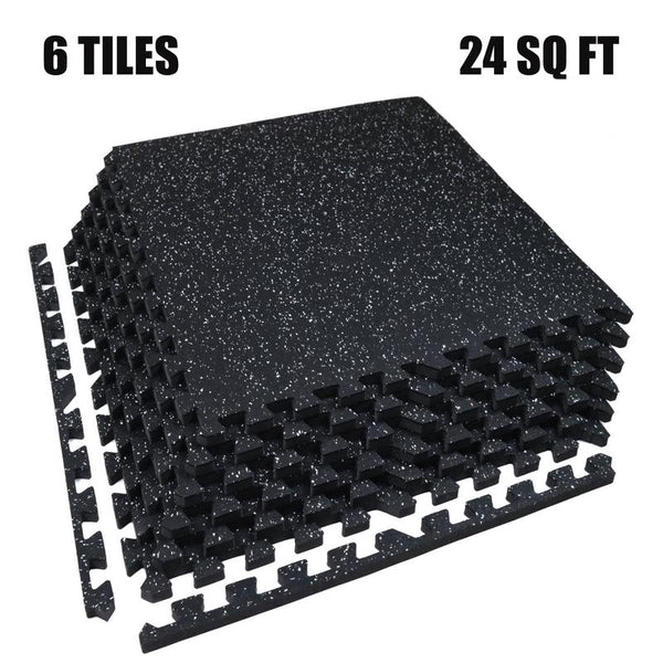 AIRHOP 0.79-Inch Thick 48 Sq Ft Interlocking Exercise Mats, 12 High-Density EVA Foam Tiles with Upgraded Rubber Top for Home Gym Flooring, Black & White