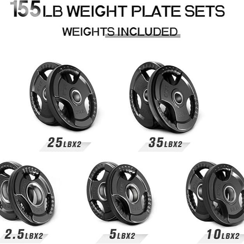 Ritfit Olympic Rubber Grip Weight Plates for Barbell - 105LB, 2-Inch Weight Plates for Home and Gym Strength Training, Available in Single, Pair, and Sets (2.5/5/10/25/35/45 LB)