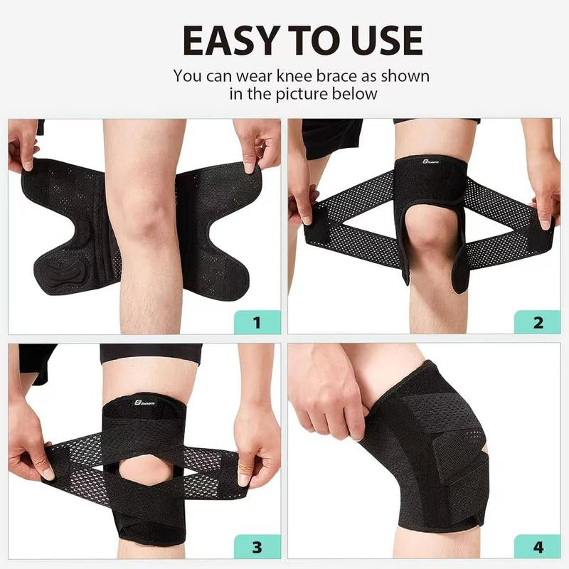 Ultimate Meniscus Knee Support Brace with Side Stabilizers for Meniscal Tear ACL MCL Arthritis Breathable Adjustable Black Bilateral Cross Bandage 4 Thickened Springs Triple Protection Knee Pad