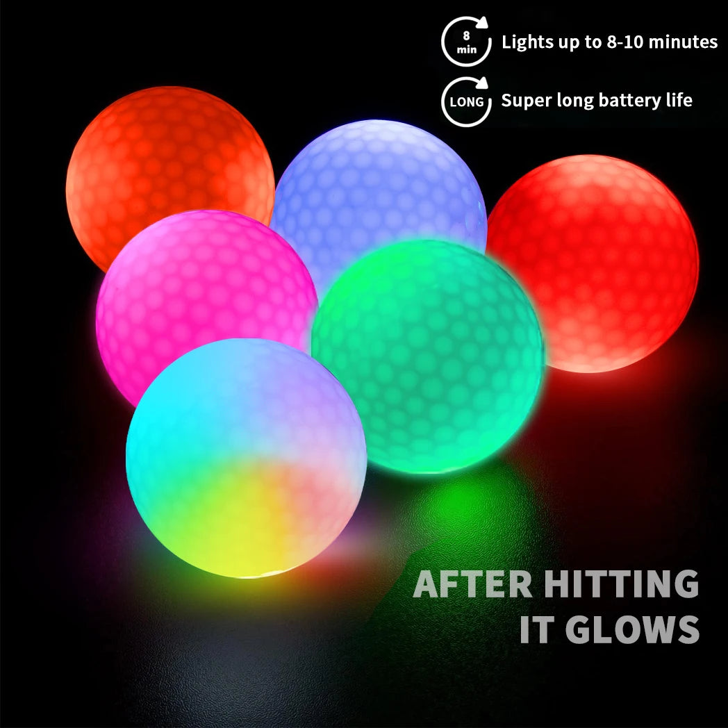 Night Glow Golf Balls – Set of 6 High-Visibility, Impact-Activated Balls for Nighttime Play, Perfect Gift for Golf Lovers