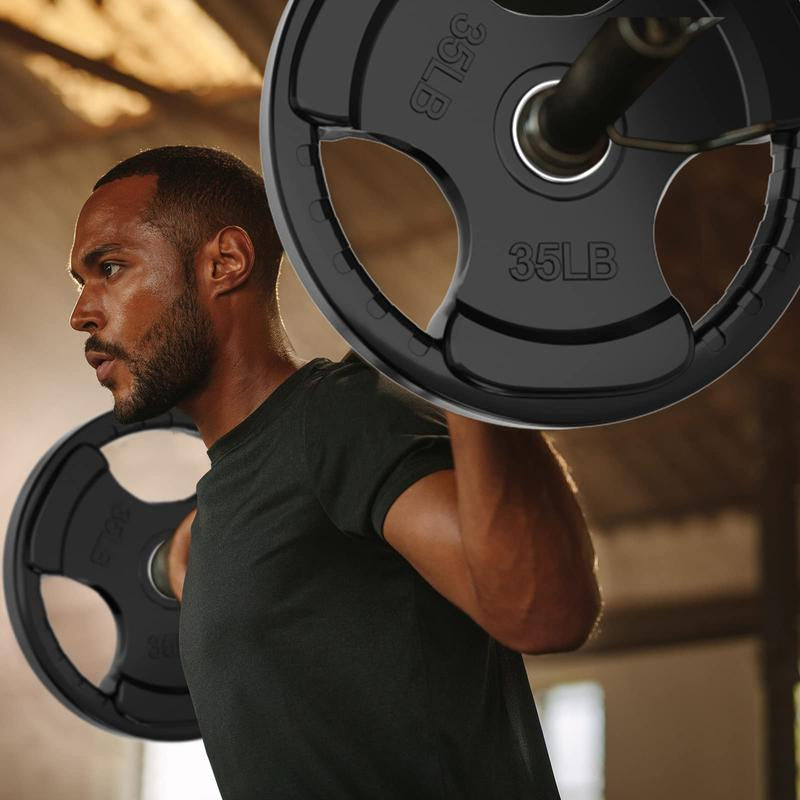 Ritfit Olympic Rubber Grip Weight Plates for Barbell - 105LB, 2-Inch Weight Plates for Home and Gym Strength Training, Available in Single, Pair, and Sets (2.5/5/10/25/35/45 LB)