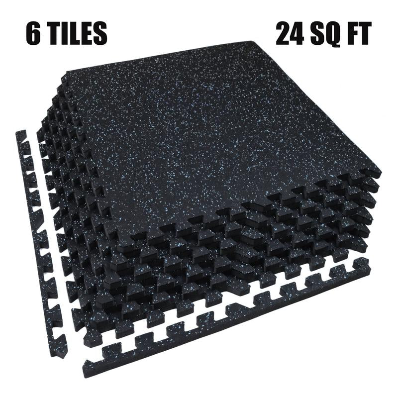 AIRHOP 0.79-Inch Thick 48 Sq Ft Interlocking Exercise Mats, 12 High-Density EVA Foam Tiles with Upgraded Rubber Top for Home Gym Flooring, Black & White