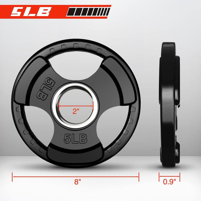 Ritfit Olympic Rubber Grip Weight Plates for Barbell - 105LB, 2-Inch Weight Plates for Home and Gym Strength Training, Available in Single, Pair, and Sets (2.5/5/10/25/35/45 LB)