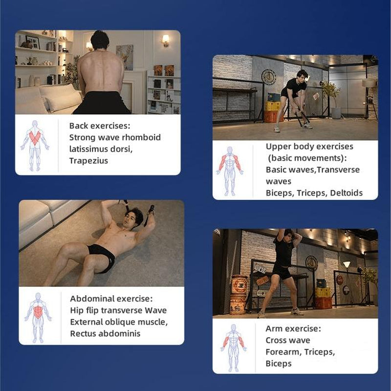 Cordless Battle Ropes for Home Gym - Weighted Fitness Equipment for HIIT and Full-Body Strength Training, Travel-Friendly Design for Men and Women