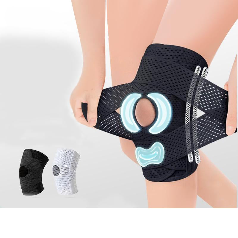 Ultimate Meniscus Knee Support Brace with Side Stabilizers for Meniscal Tear ACL MCL Arthritis Breathable Adjustable Black Bilateral Cross Bandage 4 Thickened Springs Triple Protection Knee Pad